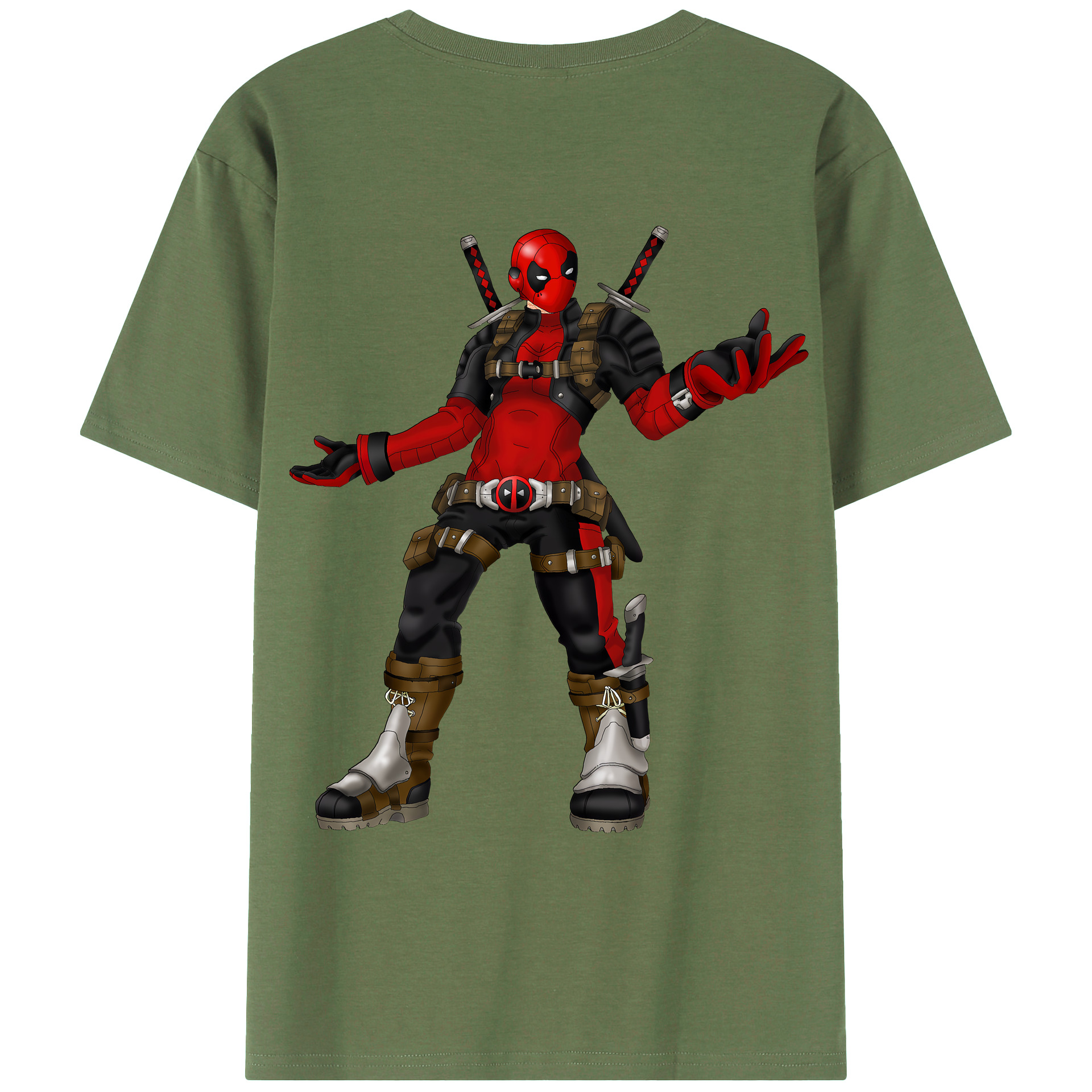 （画像用） Deadpool デッドプール 綿100％ メンズ半袖Tシャツ（バックプリント） 通気性